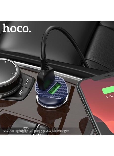 Hoco Z39 QC3.0 Dual Port Car Charger 18W