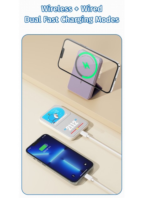 Doraemon Magnetic Wireless Charging Power Bank 5000mAh