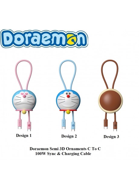 Doraemon 3D Semi Ornaments C TO C 100W / C TO L 27W Fast Charge & Sync Cable