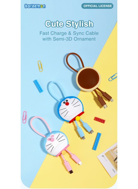 Doraemon 3D Semi Ornaments C TO C 100W / C TO L 27W Fast Charge & Sync Cable