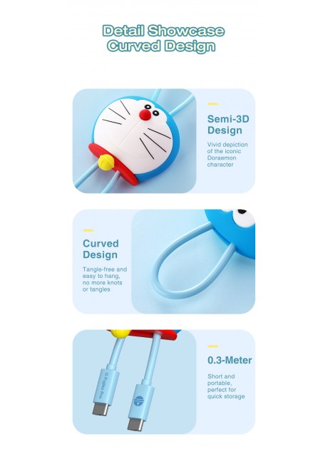 Doraemon 3D Semi Ornaments C TO C 100W / C TO L 27W Fast Charge & Sync Cable