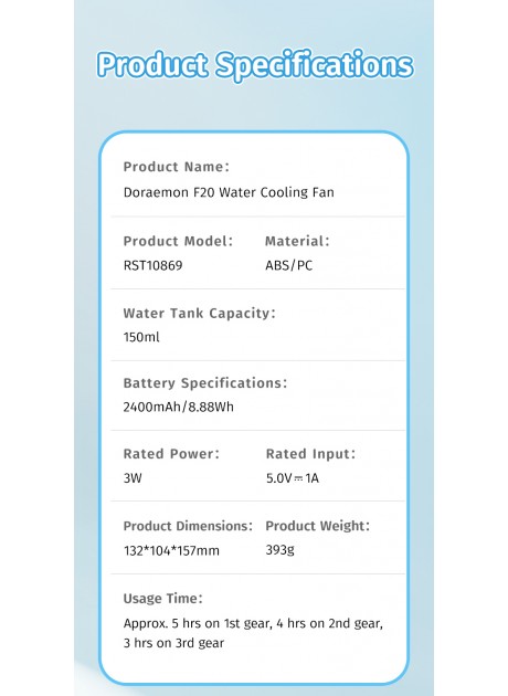 Doraemon Desktop Cooling Fan F20