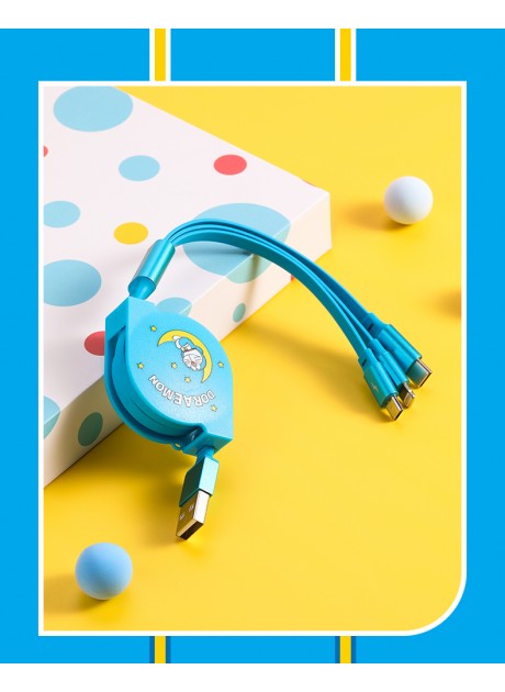 Doraemon Retractable 3-In-1 Charging Data Cable