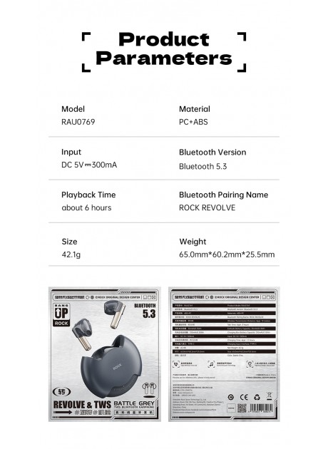 ROCK Rotating TWS Bluetooth Earphone