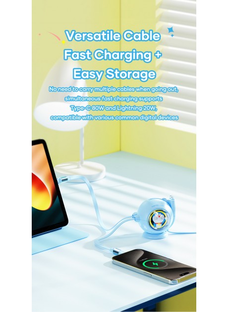 Doraemon C TO (C+L) 100W Retractable Data Cable