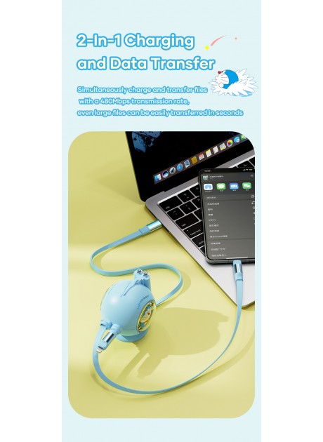Doraemon C TO (C+L) 100W Retractable Data Cable