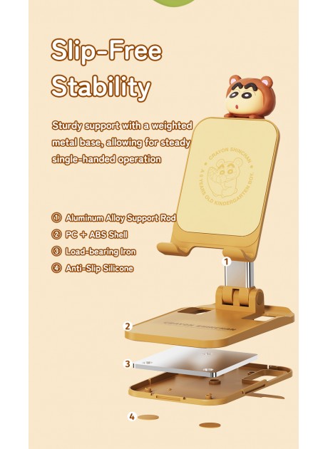 Crayon Shinchan Desktop Foldable Phone Stand with Ornament - Bear