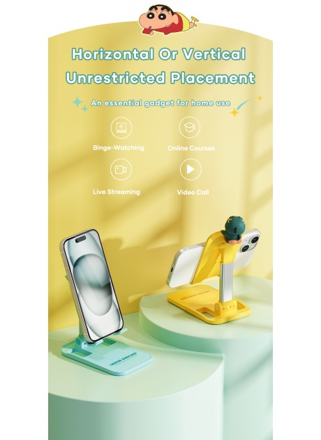 Crayon Shinchan Desktop Foldable Phone Stand with Ornament - Dino