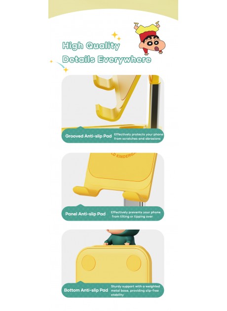 Crayon Shinchan Desktop Foldable Phone Stand with Ornament - Dino