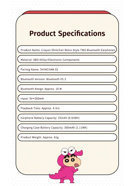Crayon Shinchan Retro Series TWS Bluetooth Earphones