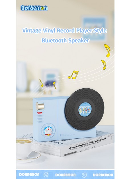 Doraemon Vintage Vinyl Record Player Style Bluetooth Speaker
