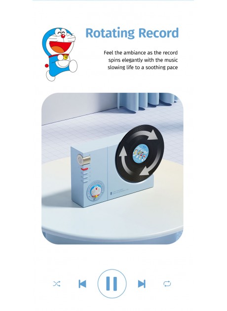Doraemon Vintage Vinyl Record Player Style Bluetooth Speaker
