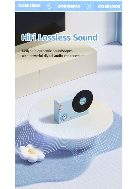 Doraemon Vintage Vinyl Record Player Style Bluetooth Speaker
