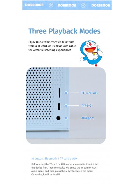 Doraemon Vintage Vinyl Record Player Style Bluetooth Speaker