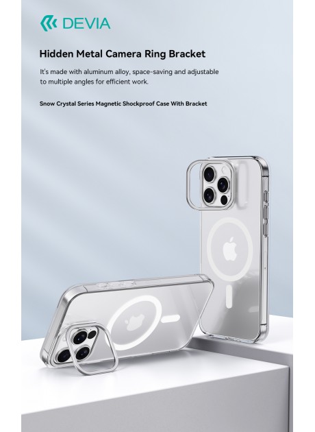 Devia® Snow Crystal Series Magnetic Shockproof Case With Camera Ring Bracket for iPhone 16 Series ( 2M Drop Test Certified )