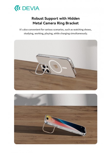 Devia® Snow Crystal Series Magnetic Shockproof Case With Camera Ring Bracket for iPhone 16 Series ( 2M Drop Test Certified )