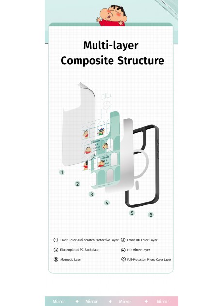Crayon Shinchan Glaze Series Protection Case with Magnetic For Iphone 16 Series