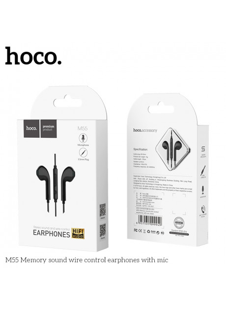 Hoco M55 Memory Sound Wire Control Earphones With Mic (3.5mm)