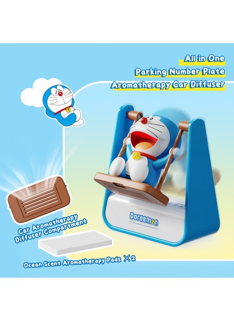 Doraemon Swing-themed Parking Number Plate with Aromatherapy