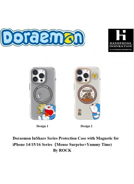 Doraemon InShare Series Protection Case with Magnetic for iP iPhone 14/15/16 Series（Mouse Surprise+Yummy Time)