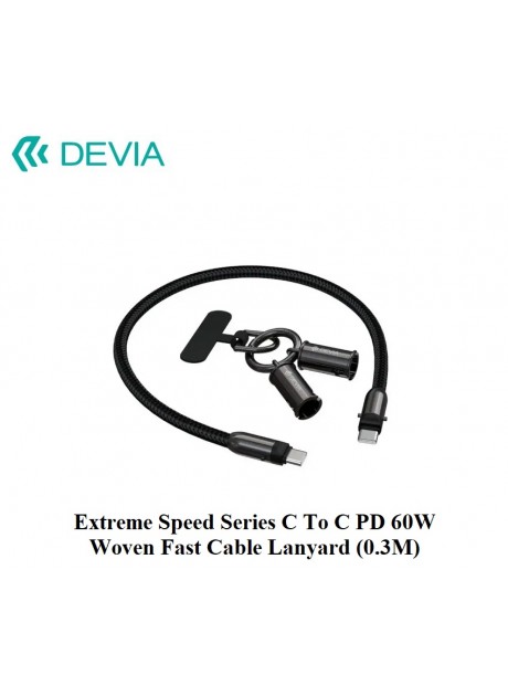 Devia® Extreme Speed Series C To C PD 60W Woven Fast Cable Lanyard (0.3M)
