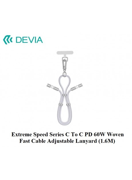 Devia® Extreme Speed Series C To C PD 60W Woven Fast Cable Adjustable Lanyard (1.6M)