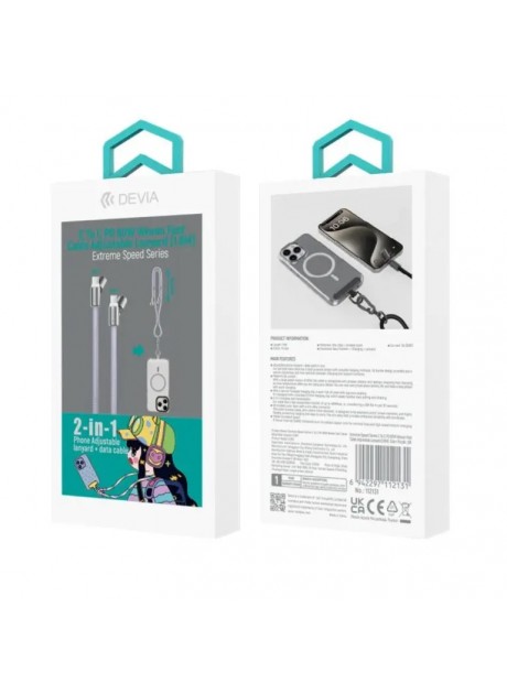 Devia® Extreme Speed Series C To C PD 60W Woven Fast Cable Adjustable Lanyard (1.6M)