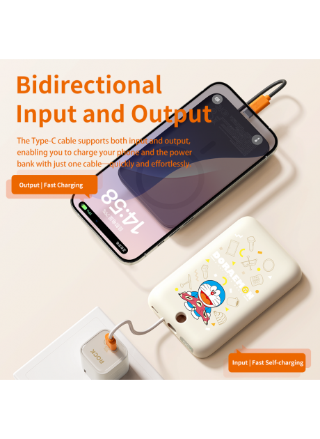 Doraemon TieTie Magnetic PD20W Fast Charging Power Bank with Cable 10000mAh