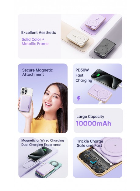 ROCK P30 Portable 10000Mah Powerbank With Magnetic & Stand