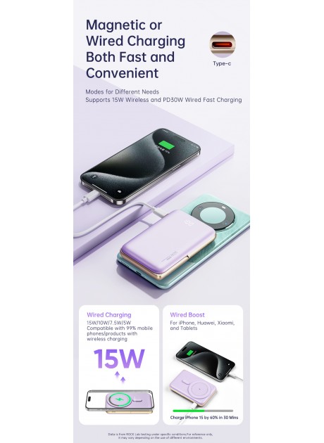 ROCK P30 Portable 10000Mah Powerbank With Magnetic & Stand
