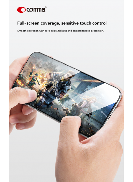 Comma® iPhone Air / 17 Pro / 17 Pro Max Crystal Diamond Hardness Tempered Glass（With Assist Tool)