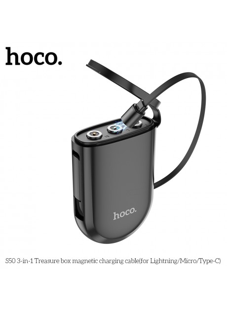 Hoco S50 3 In 1 Box Magnetic Charging Cable For (Type C/Lightning /Micro)